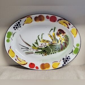 Vintage Metal Enamelware Platter
